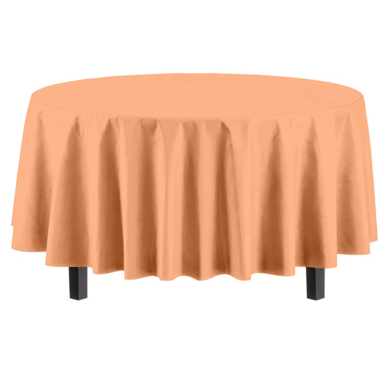 Exquisite 12-Pack Premium Plastic 84-Inch Round Tablecloth, Peach - Image 2